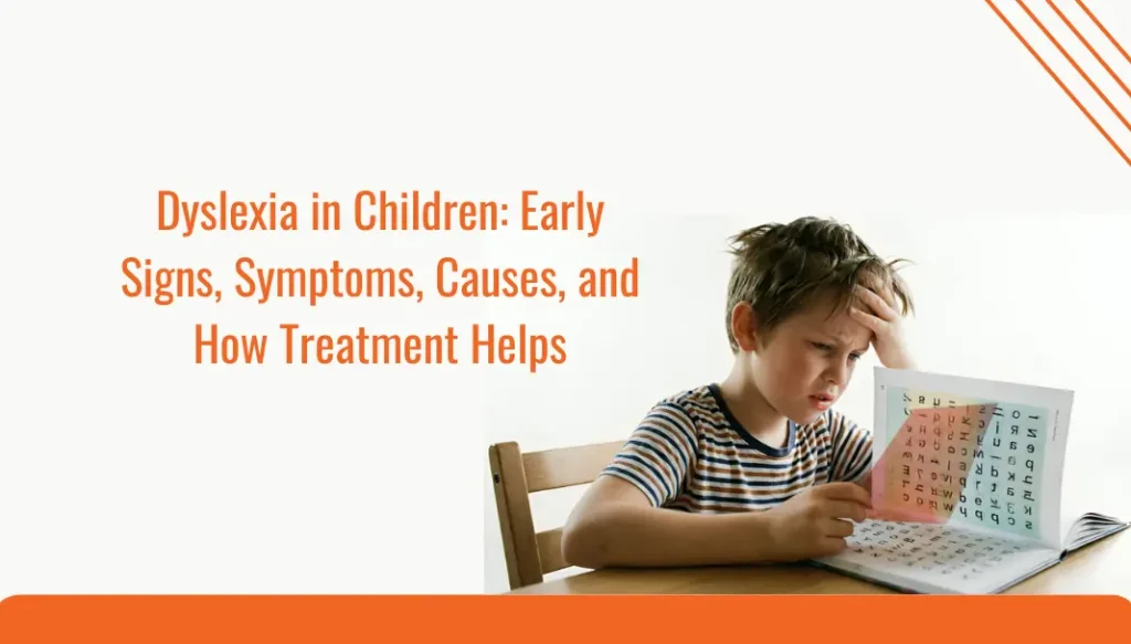 kid with Dyslexia trying to study