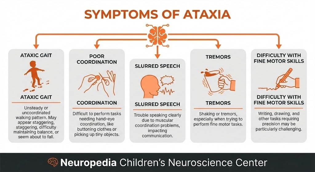 symptoms of ataxia infographics