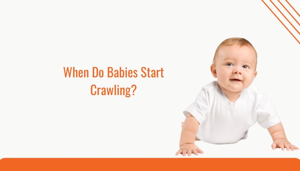 When do babies start crawling - banner with baby crawling image